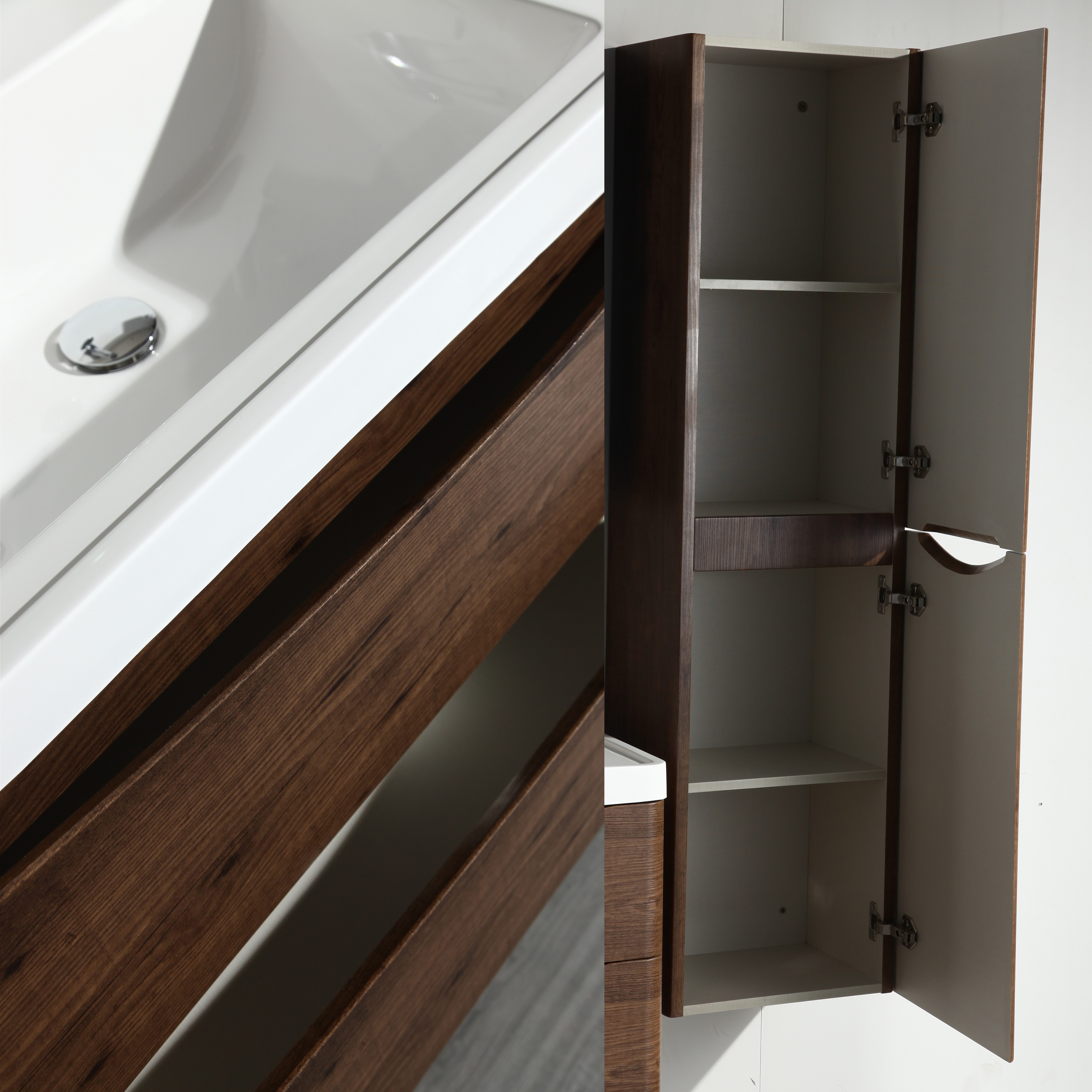 Wandbehang PVC Thermogeformte Moderne Badezimmer-Bassin Kabinett Vanity