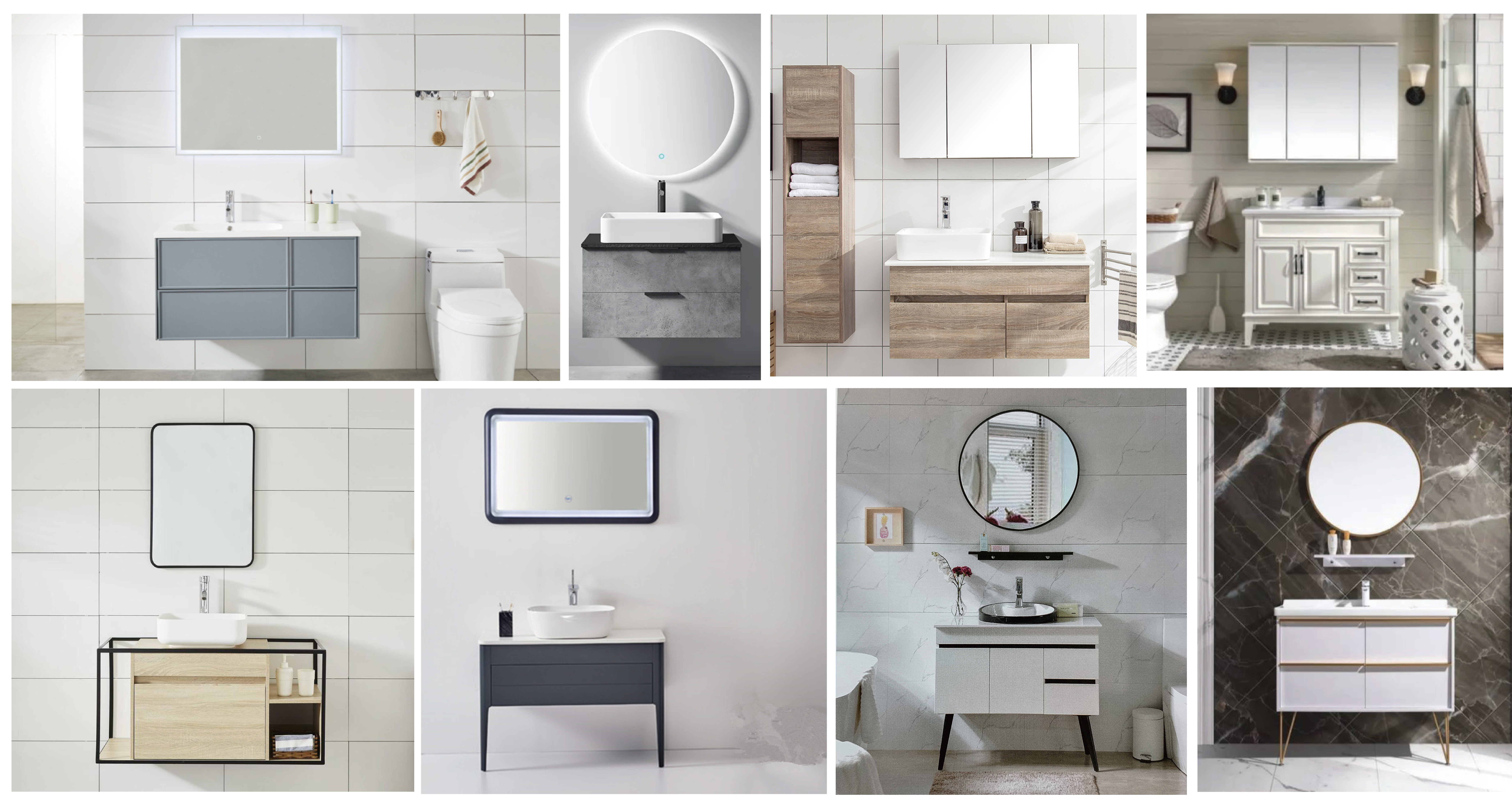 Wandbehang PVC Thermogeformte Moderne Badezimmer-Bassin Kabinett Vanity