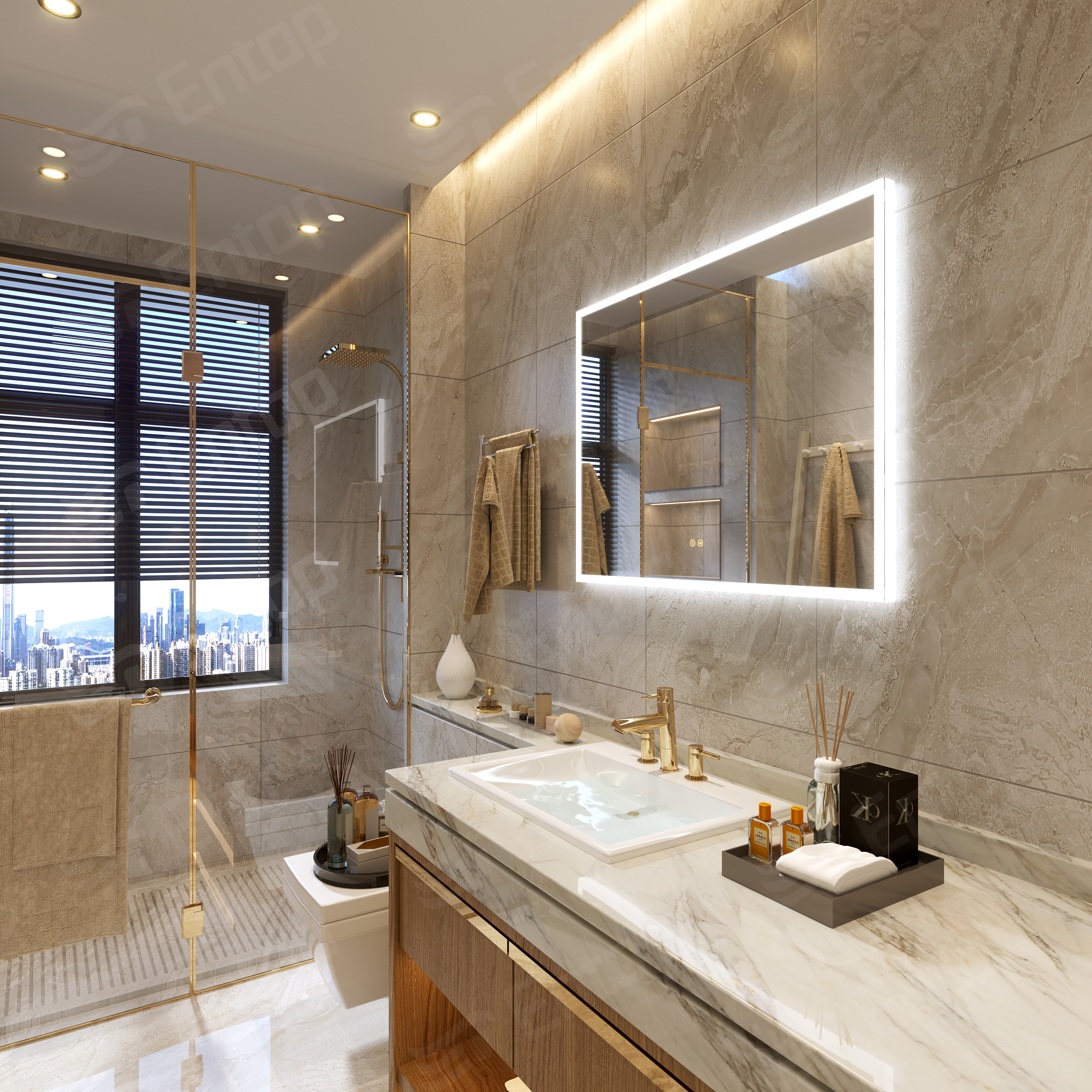 LED-Spiegel mit Lichtern Rechteckspiegel Badezimmerwand Superweißes